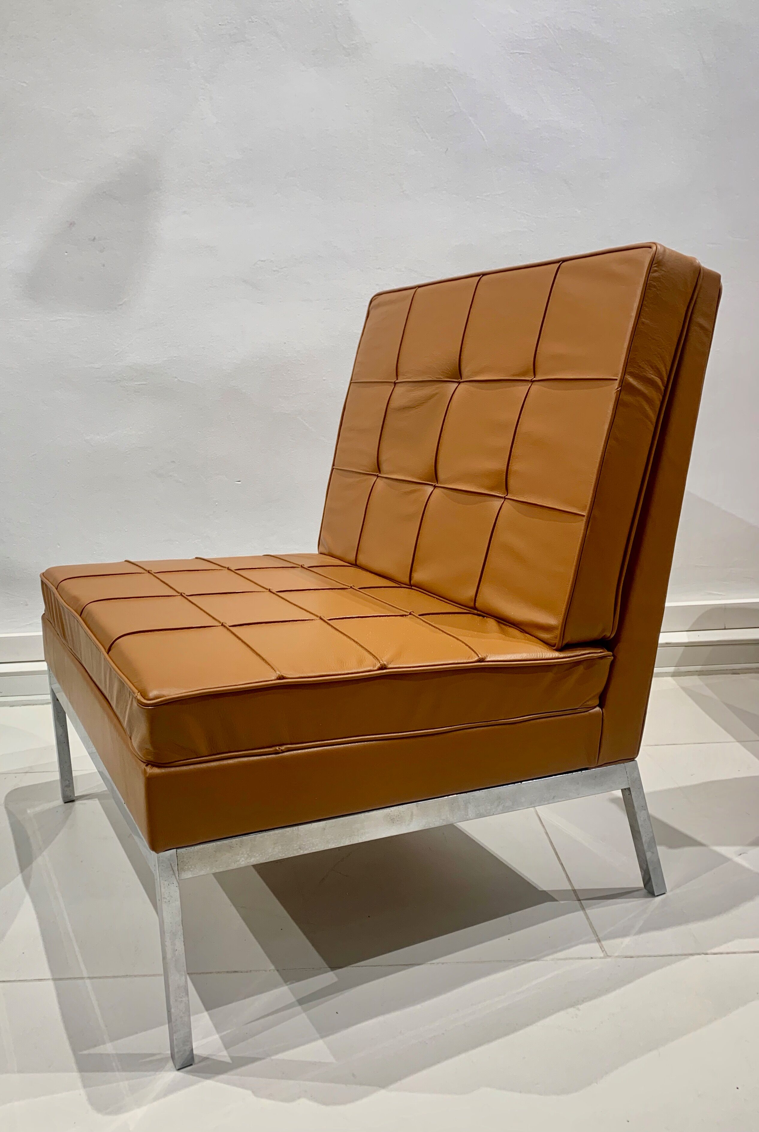 Pair of camel leather drivers by Florence Knoll