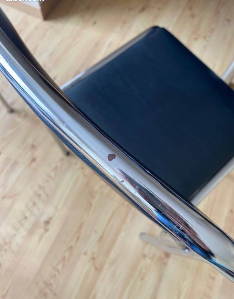 Chaise style Bauhaus chrome similicuir 1980