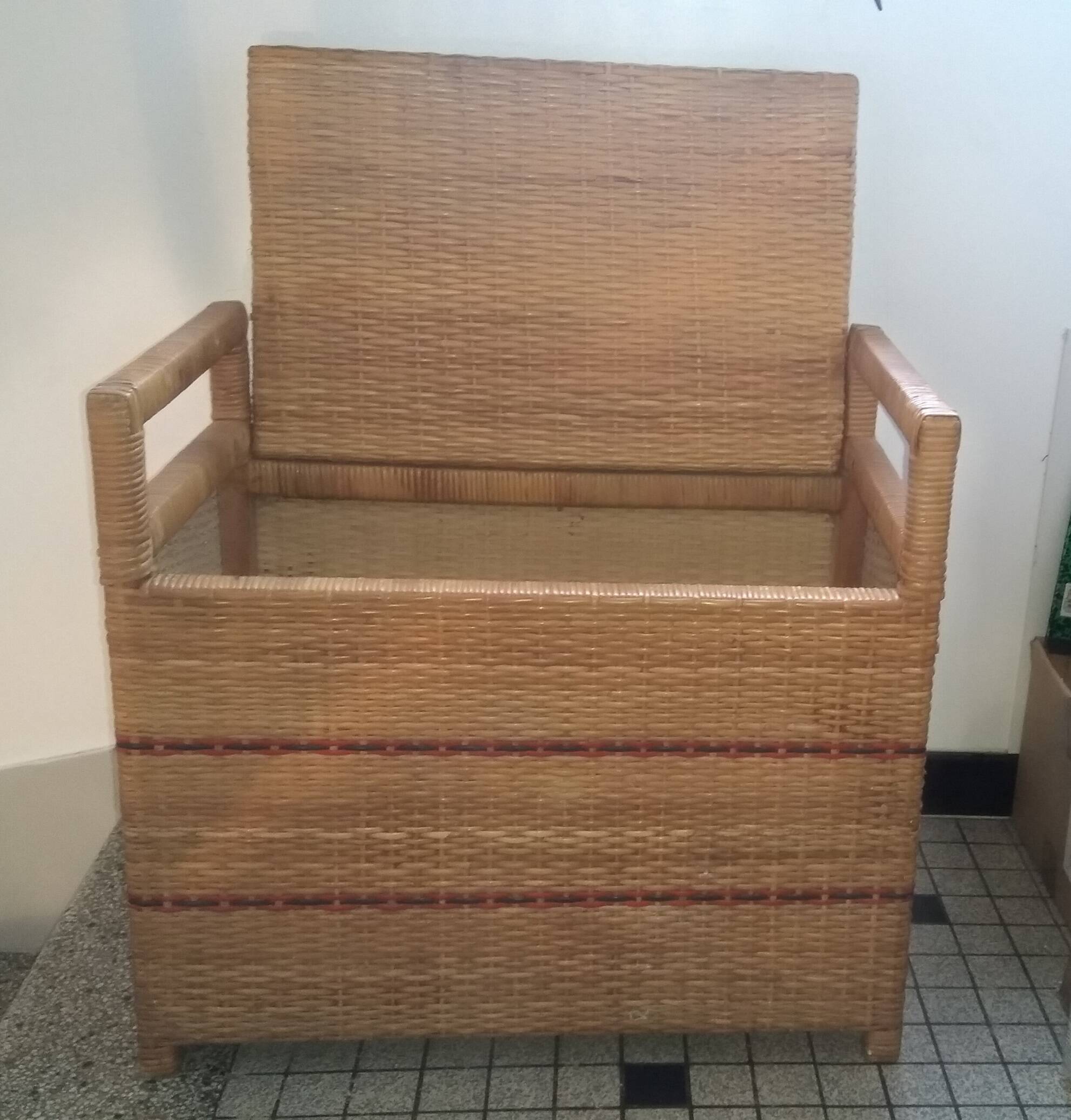 Coffre banc en rotin vintage