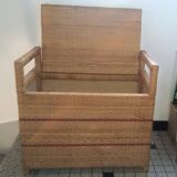Coffre banc en rotin vintage