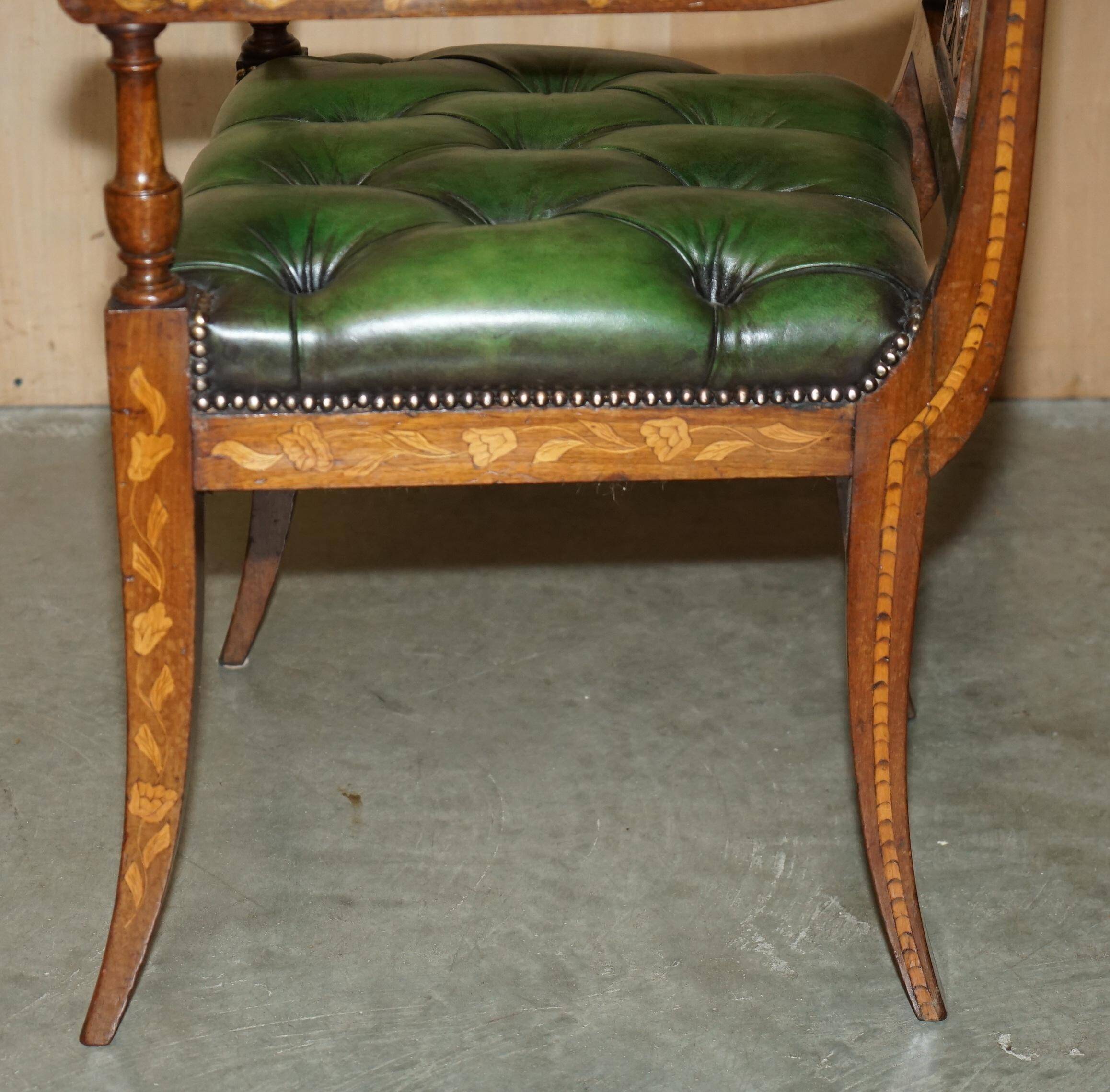 Chesterfield leather office chair with Dutch marquetry