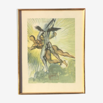 Salvador Dali 1904-1989 Les anges gardiens de la vallée Bois gravé, encadré