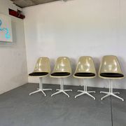 4 La Fonda fiberglass steel dining Chairs by Eames for Herman Miller