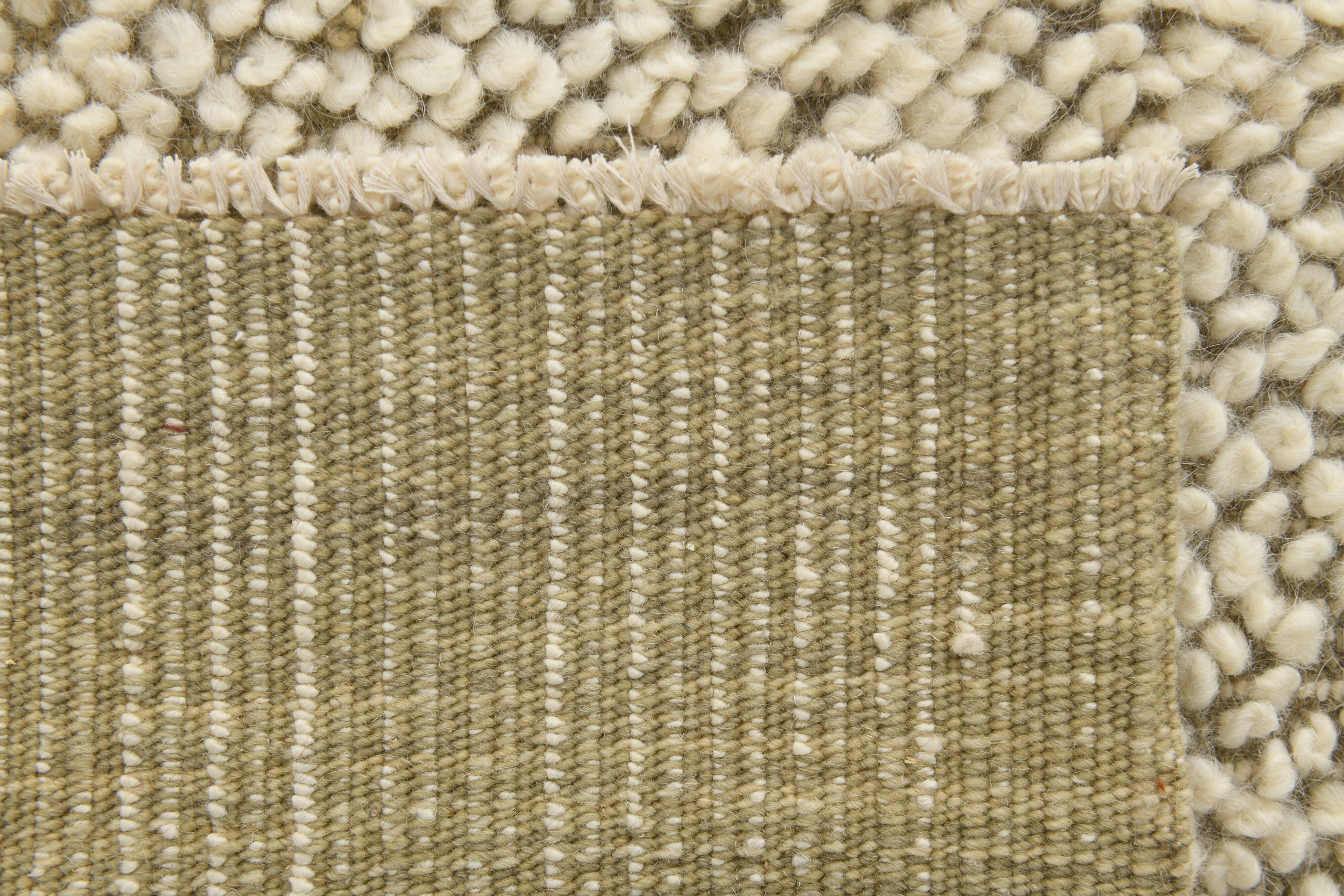 4x7 Army Green & Beige Modern Kilim Rug, 130x215Cm