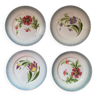 4 Saint-Amand flowered dessert plates.