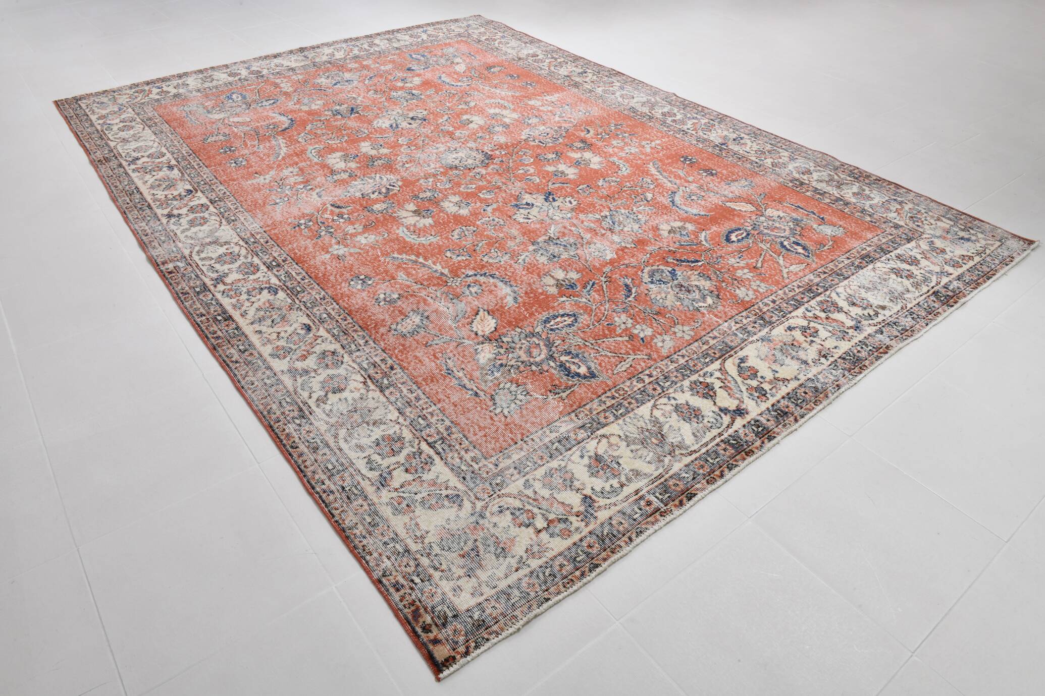 8x12 Persian Red & Blue Floral Persian Rug, Rugs For Living Room, 260x366Cm