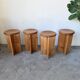 Set of 4 oak stools from the 1950s, constructivist style.