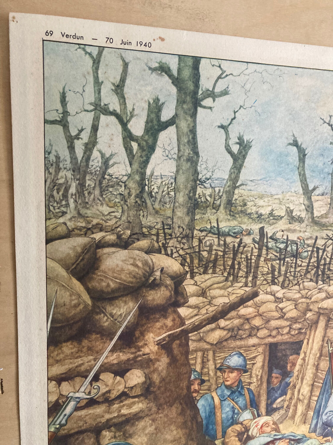 Double-sided school poster signed herouar collection rossignol verdun june 1940