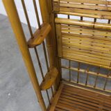 1970s honey-colored folding bamboo shelf