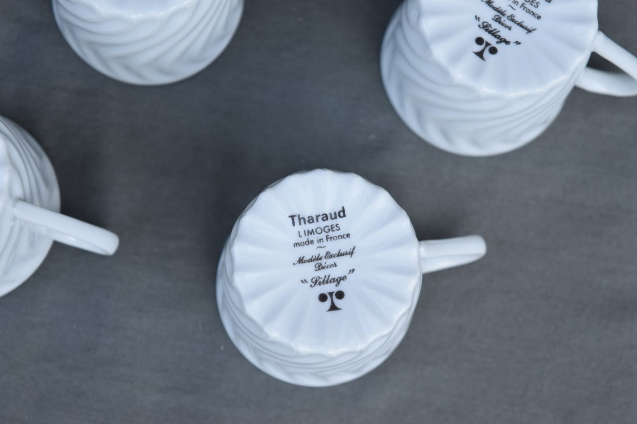 6 coffee cups and saucers Tharaud Limoges form valençay sillage model