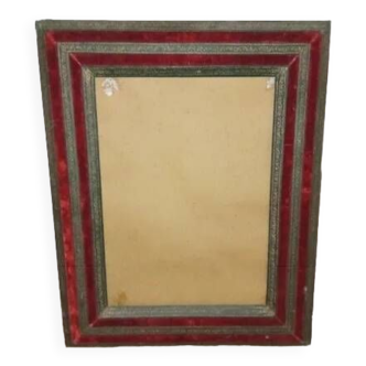 Old leather and red velvet frame. 19th century period