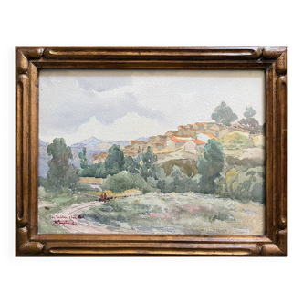 Watercolor painting André CASABONNE (1922-1950) Orientalist Kabylie Algeria