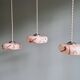 Set of 3 pendants in pink marbled opaline