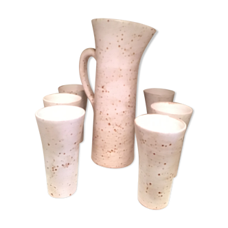 Service in sandstone pitcher and 6gobelets