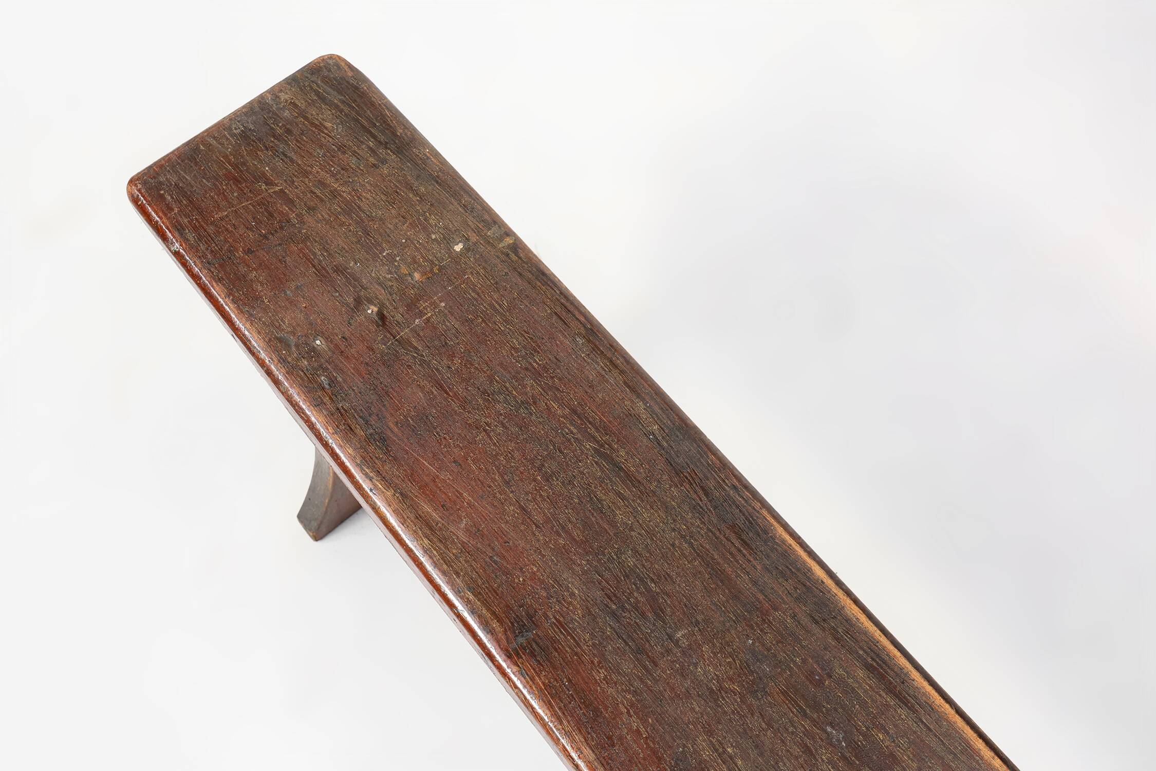 Banc rustique français en chêne brun, vers 1900