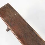 Banc rustique français en chêne brun, vers 1900