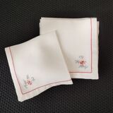 Lot de 12 serviettes de table broderie fleur