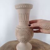 Clear natural terracotta vase decorated ethnic motifs