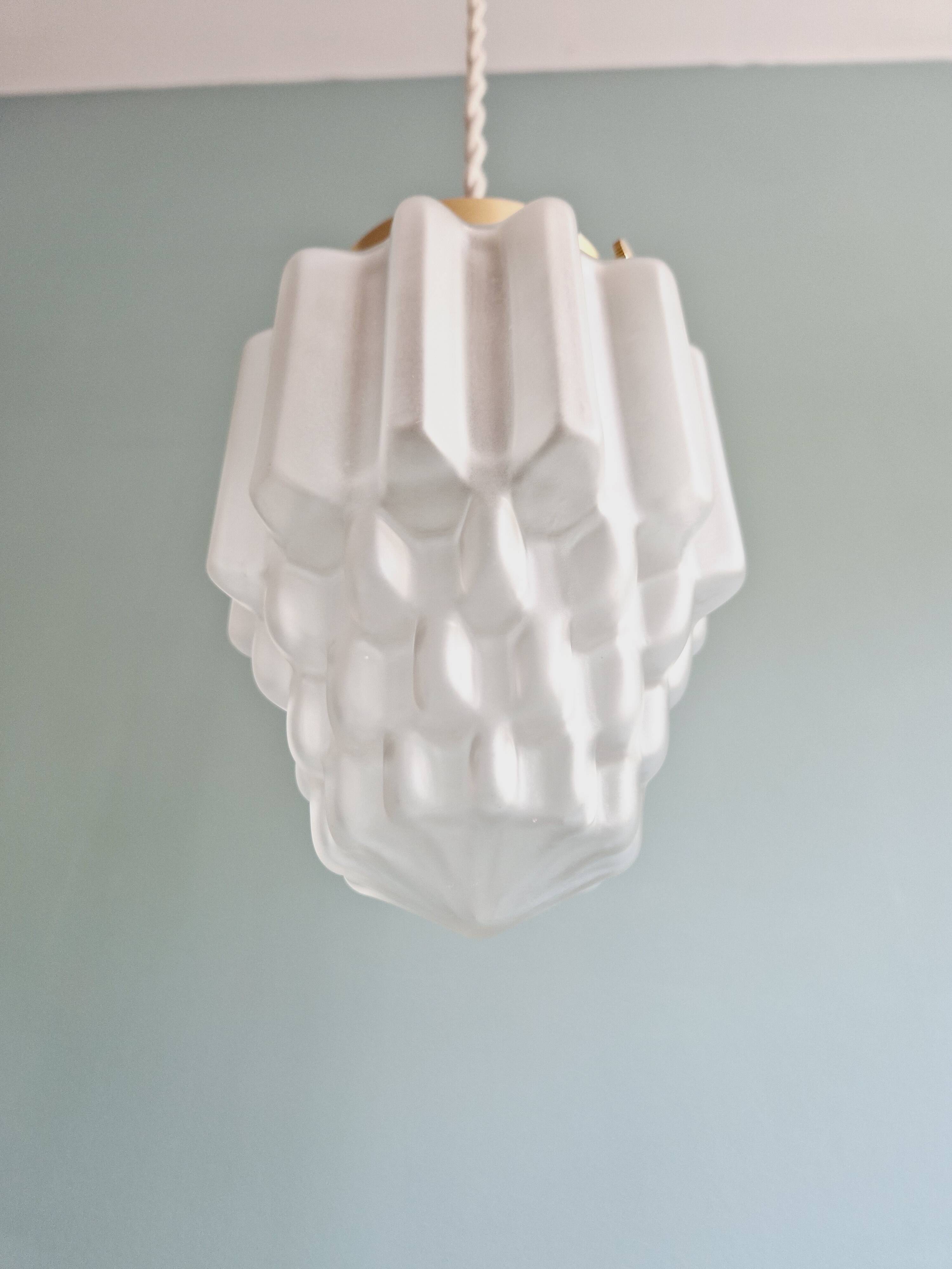 Art Deco satin glass pendant light, Skyscraper type (6 available)