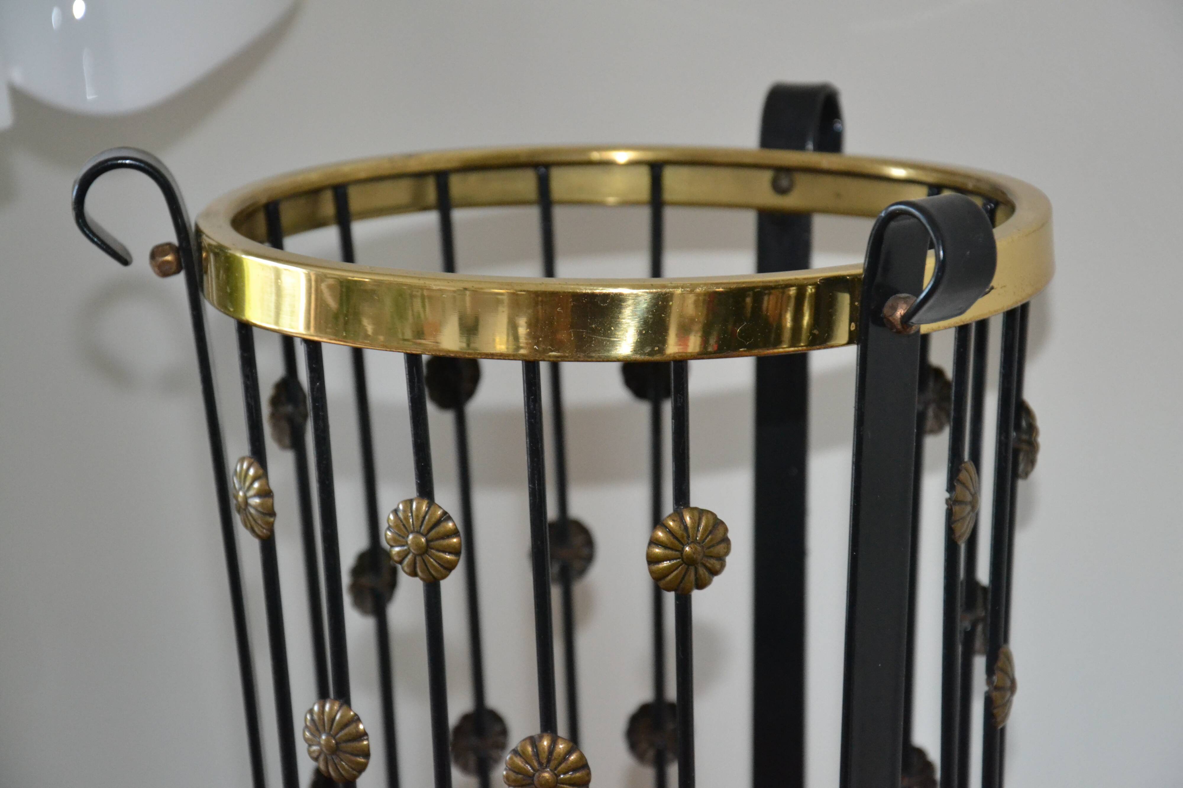 Metal, copper and brass Art Deco umbrella/plant stand.