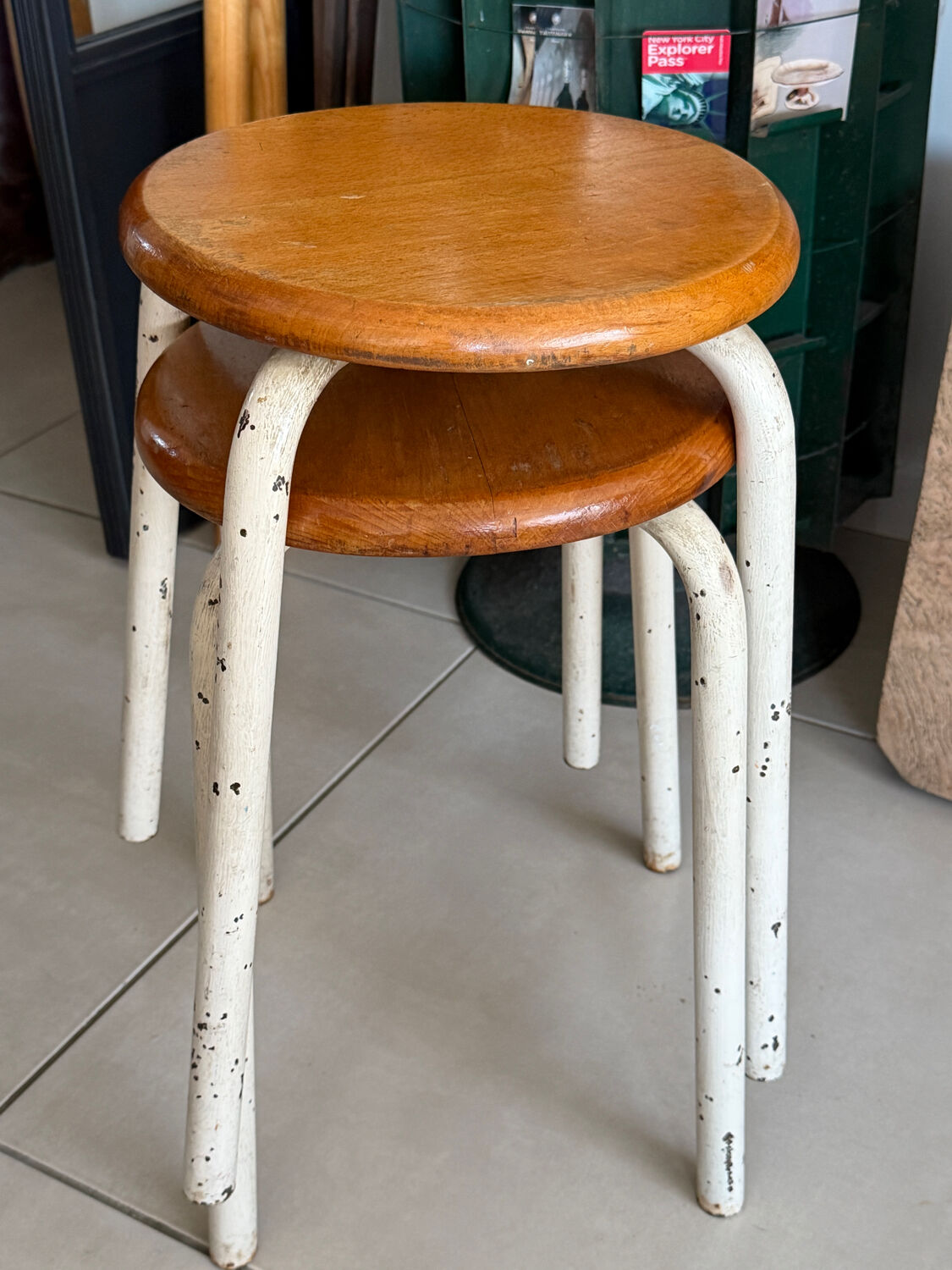 Pair of vintage workshop stools