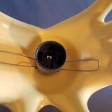 Yellow ceramic hand lamp with white opaline globe