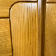 Large French sideboard in solid elm, 1970, attributed to Atelier Chauvin.