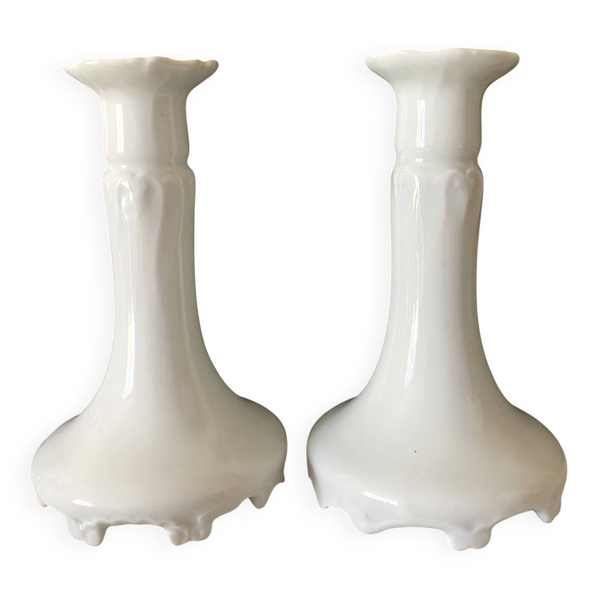 Pair of Limoges porcelain candlesticks