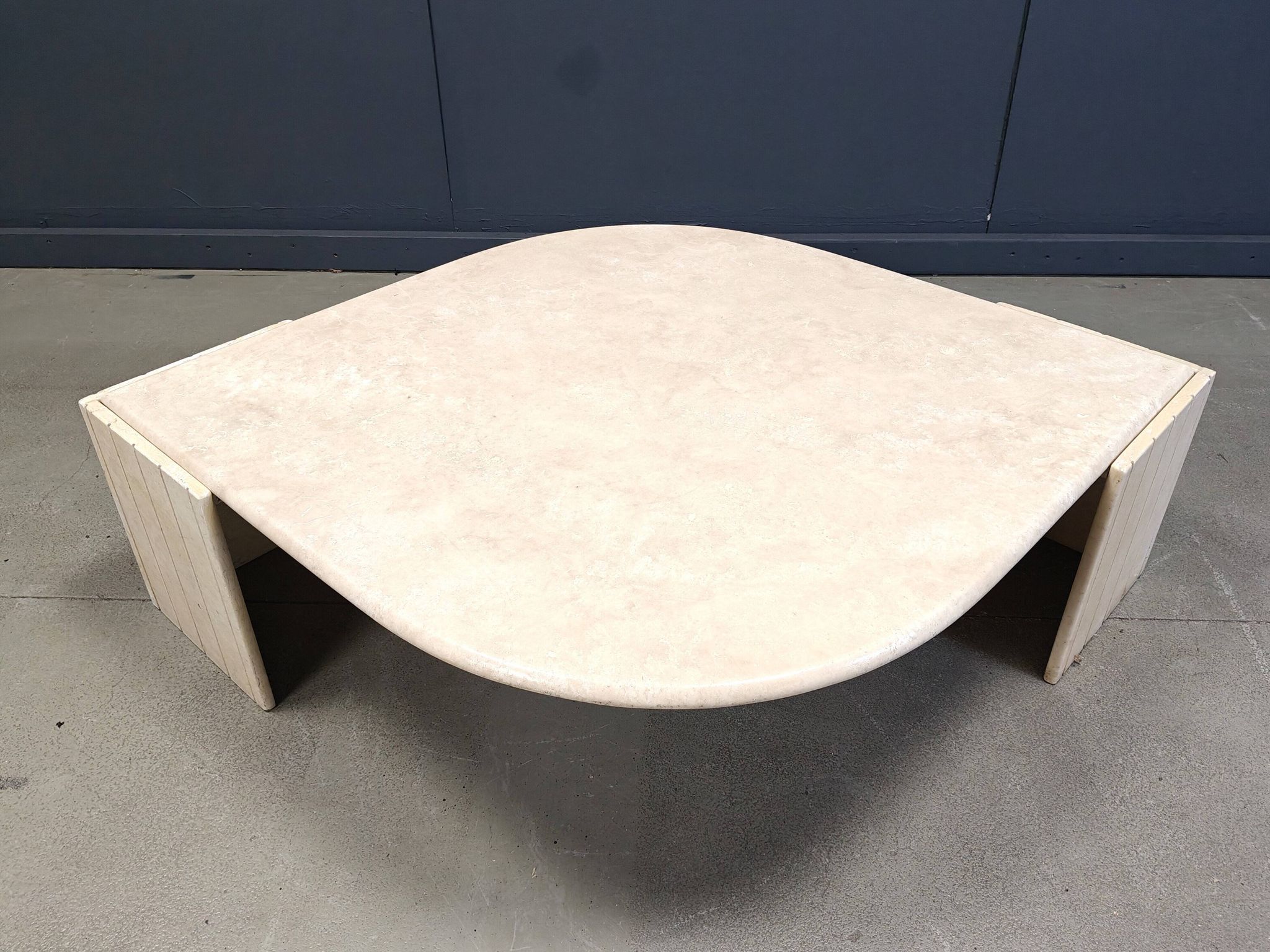 Vintage travertine coffee table by Roche Bobois, 1970s