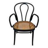 Fauteuil Art Nouveau en bois courbé et osier par Mundus années 1930