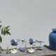 Pair of blue metal floral wall lights