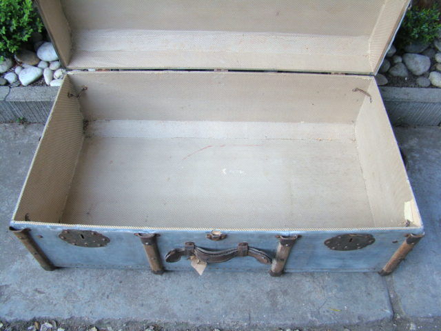 Old wooden travel trunk