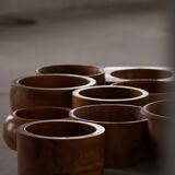 Set of 10 Scandinavian bowls in Swedish pine from the mid-century, made by Holmbergs & Varnamo, 1970s.