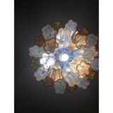 Murano glass chandelier “tronchi” in amber and opalino “tronchi” d50