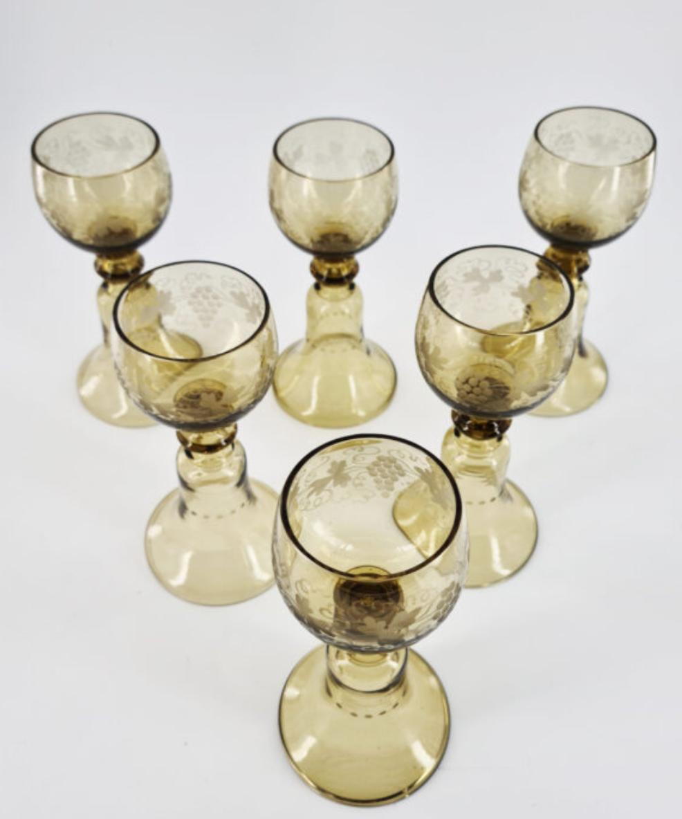 Suite of 6 bohemian crystal wine glasses