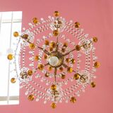 Italian cage chandelier in gilded metal circa 1960 (48 cm)