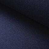 Wooden bench with midnight blue fabric, France, circa 1955