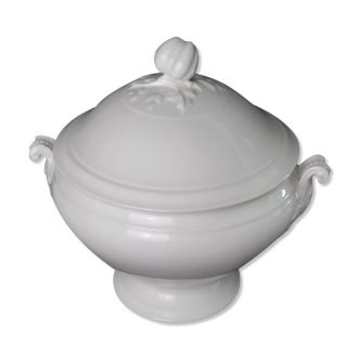 Soup bowl old white porcelain lid forming cucurbit-N°1