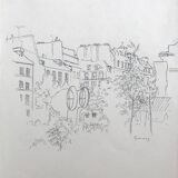 Ink on paper signed by Abdelkader GUERMAZ, Place Georges Pompidou, circa 1977