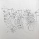 Ink on paper signed by Abdelkader GUERMAZ, Place Georges Pompidou, circa 1977