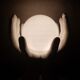 Italian design ceramic table lamp two hands and a glass sphere