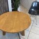 Round coffee table, oak wood, solid oak, 1950.