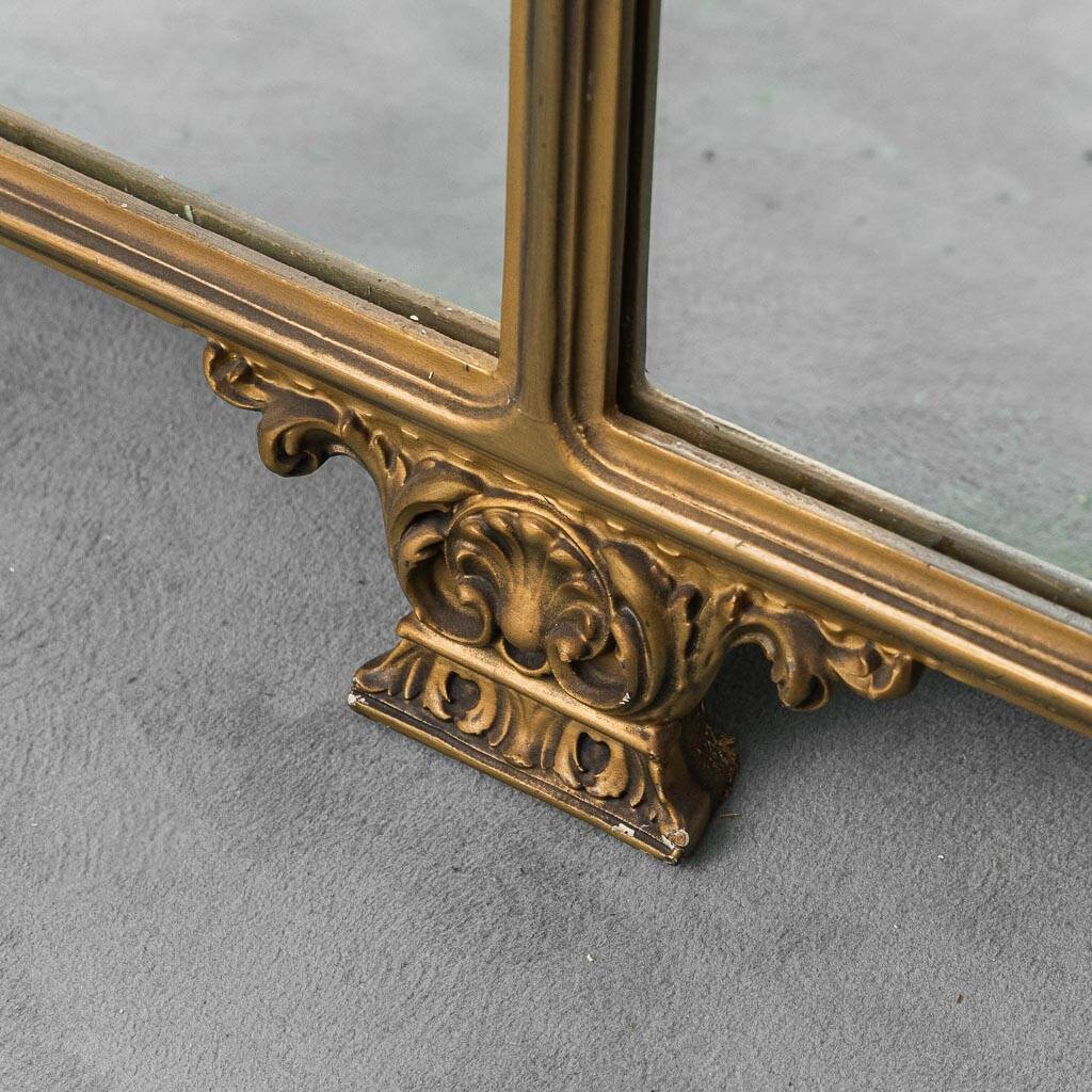 Wall mirror in gold leaf wood, 1950s vintage, 178x5x175