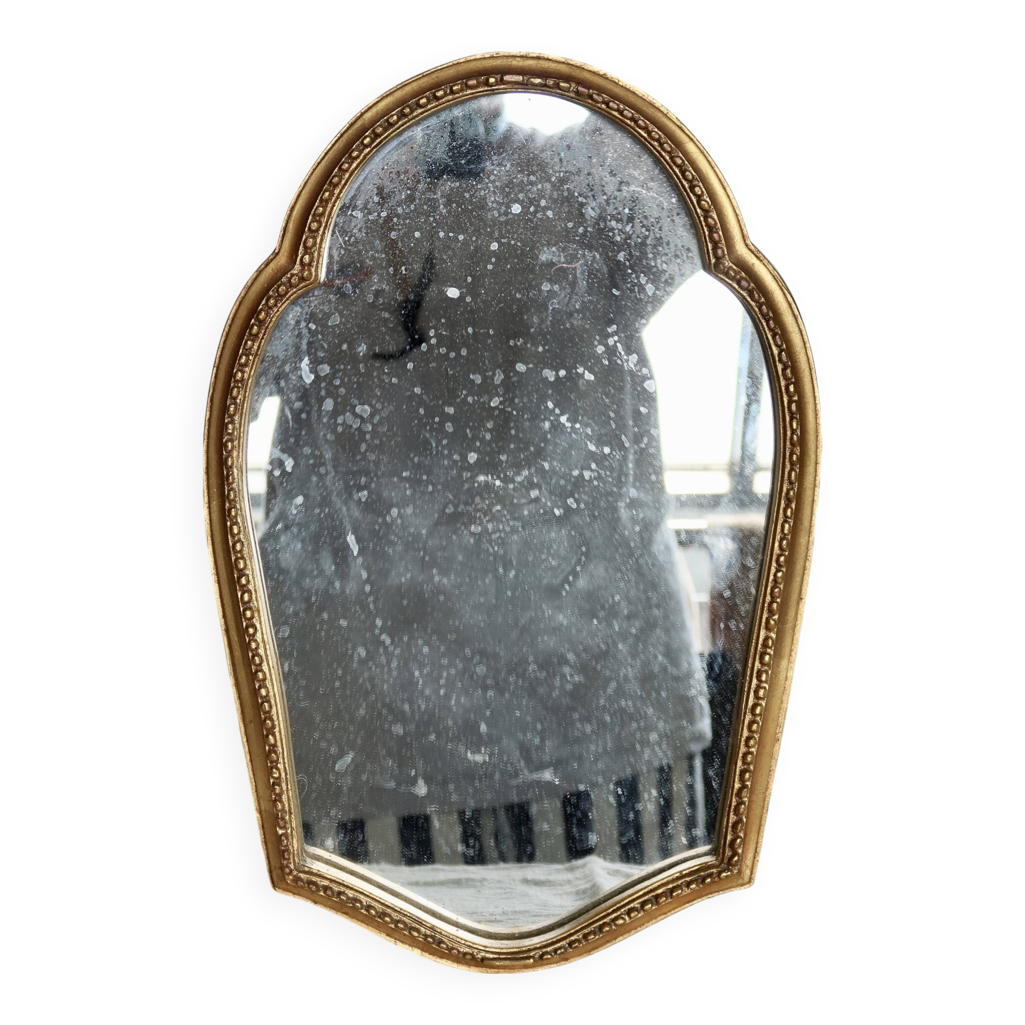 Antique baroque gilded wooden mirror – Pitted glass