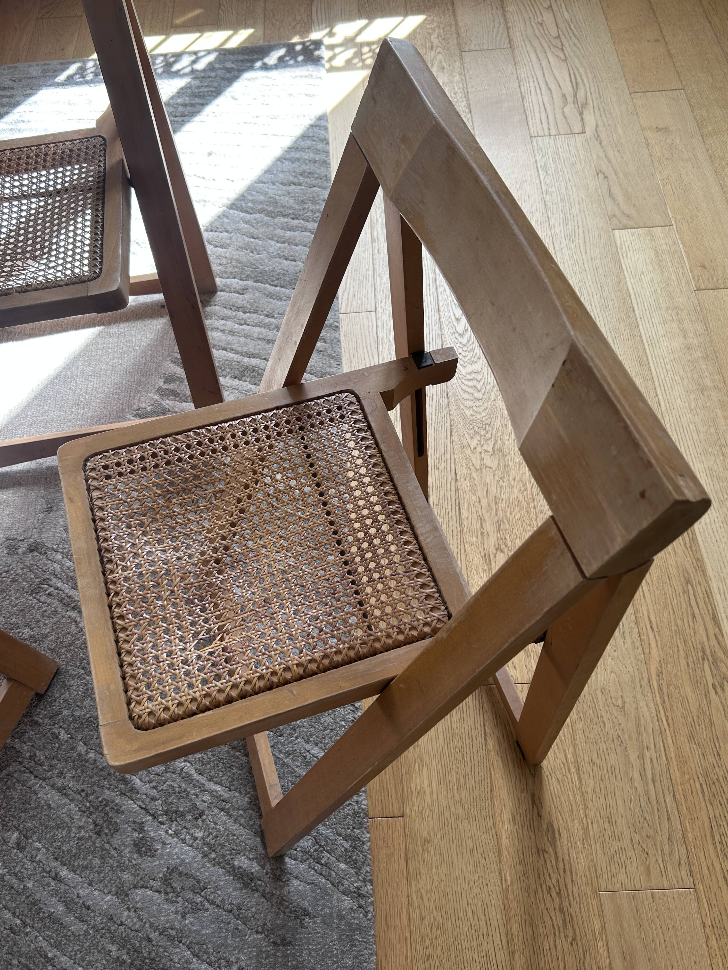 Chaise pliante bois et cannage Jacober