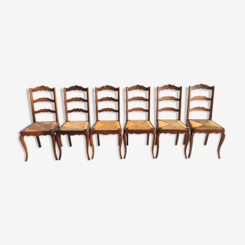 Suite of 6 Louis XV-style mulched chairs