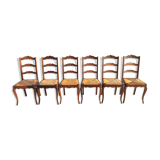 Suite of 6 Louis XV-style mulched chairs
