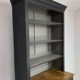 Antique black painted pine bookcase