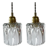 Set of two new electrified chiseled glass suspensions