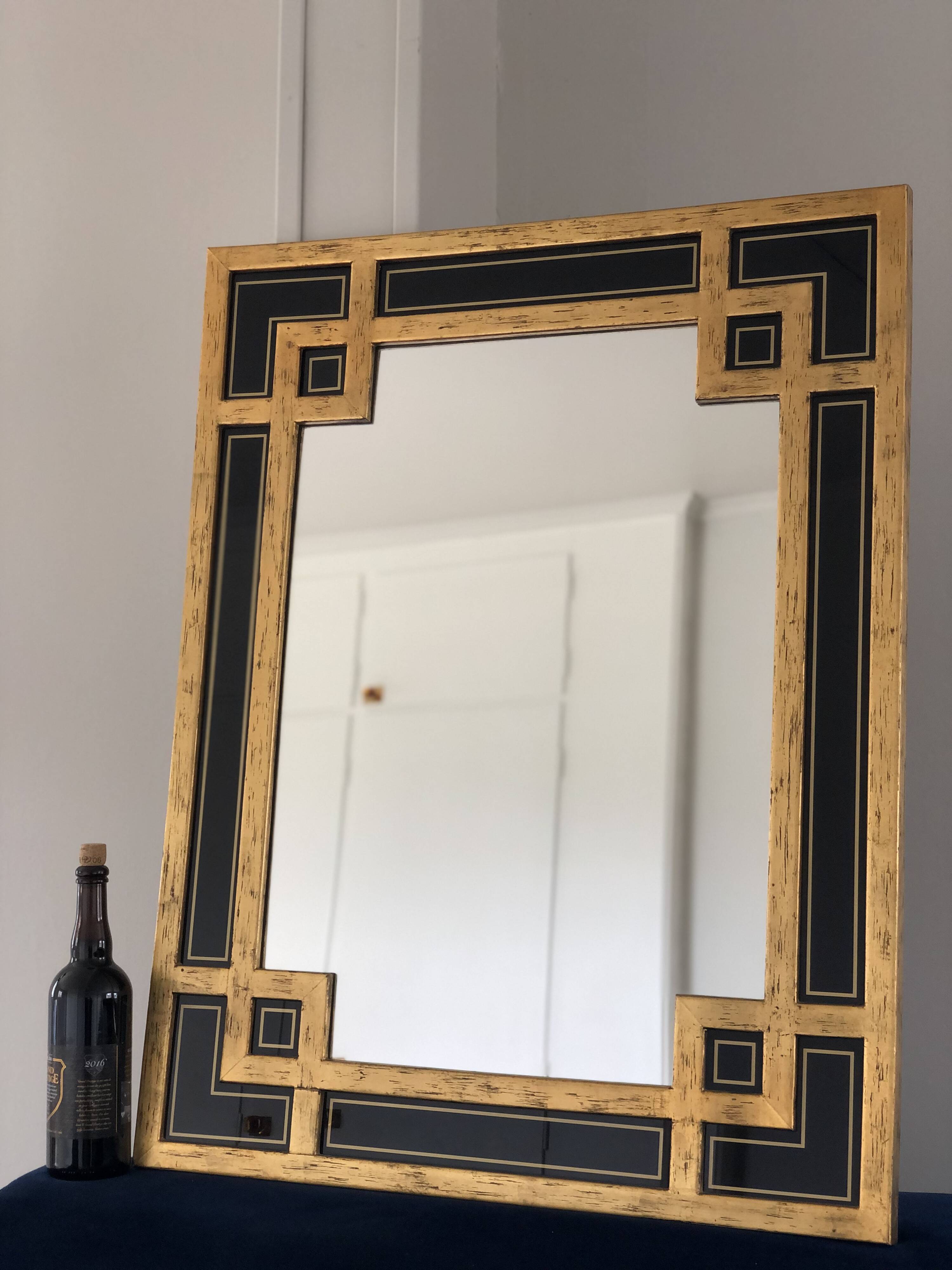 Large Vintage Giltwood Deknudt Mirror Meander Style 1970S